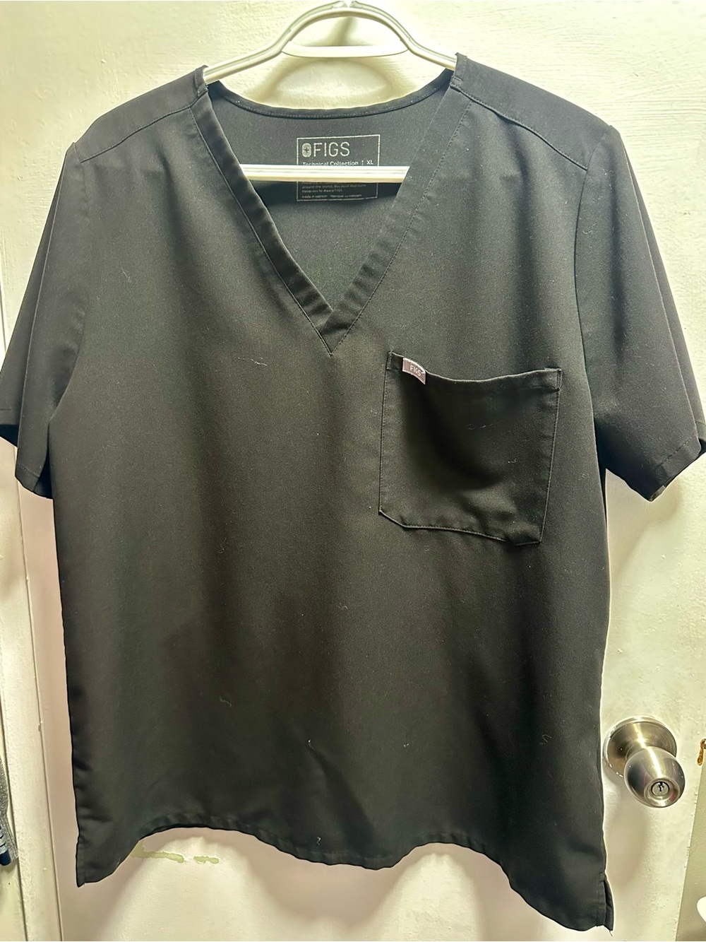 Figs Black  V-Neck Scrub Top